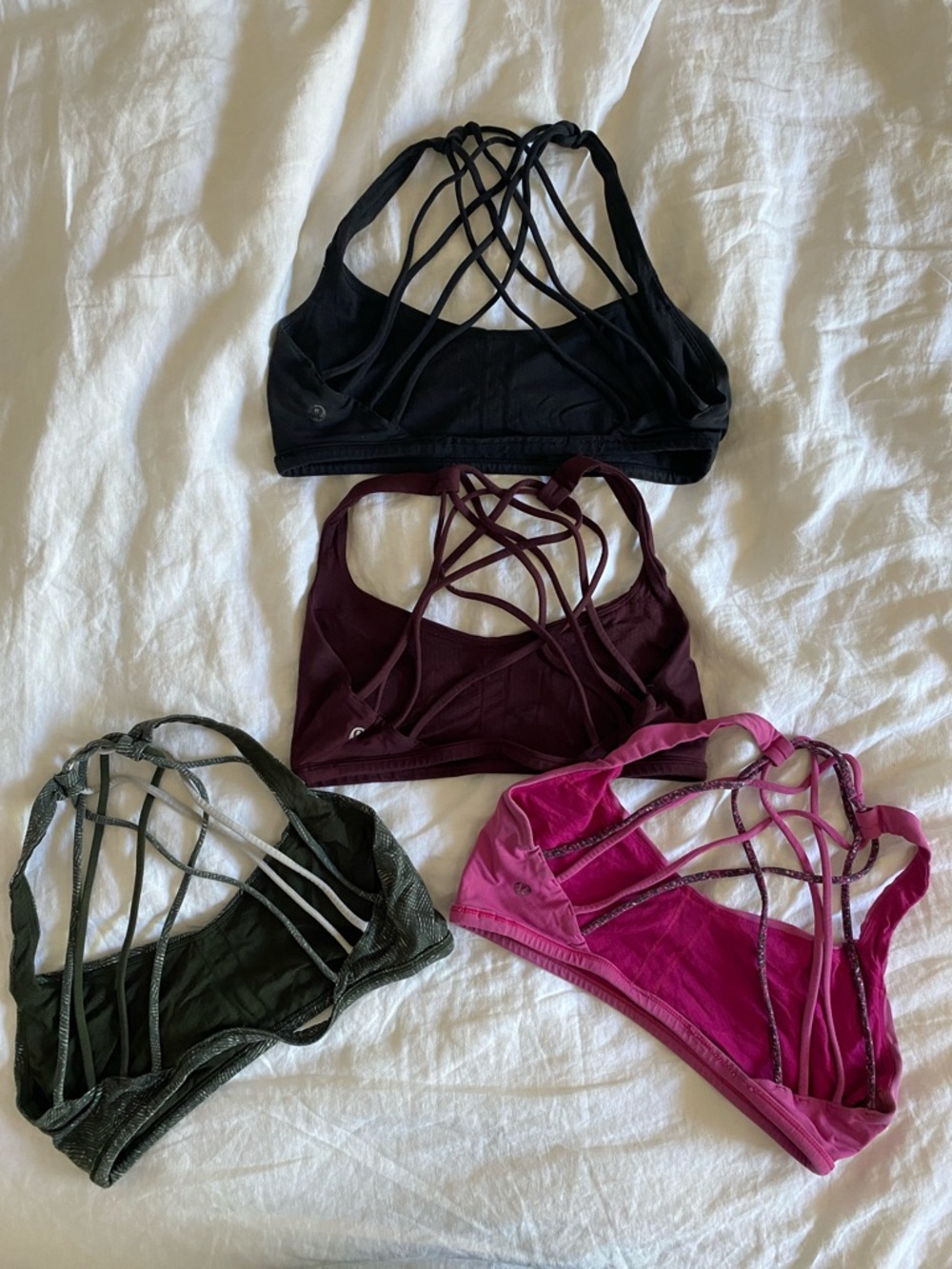 Lot of 4 Lululemon Free to be Wild Sports Bras Size 8